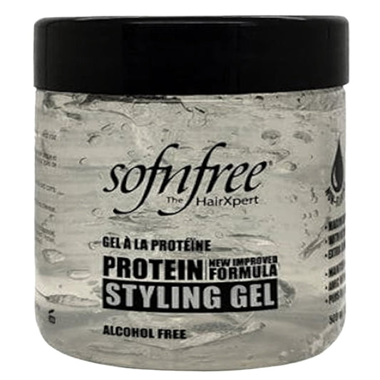 Sofn'free Protein Styling Gel Clear: Define & Hold Styles with Protein for Healthy Hair 500 ml/16.91 oz