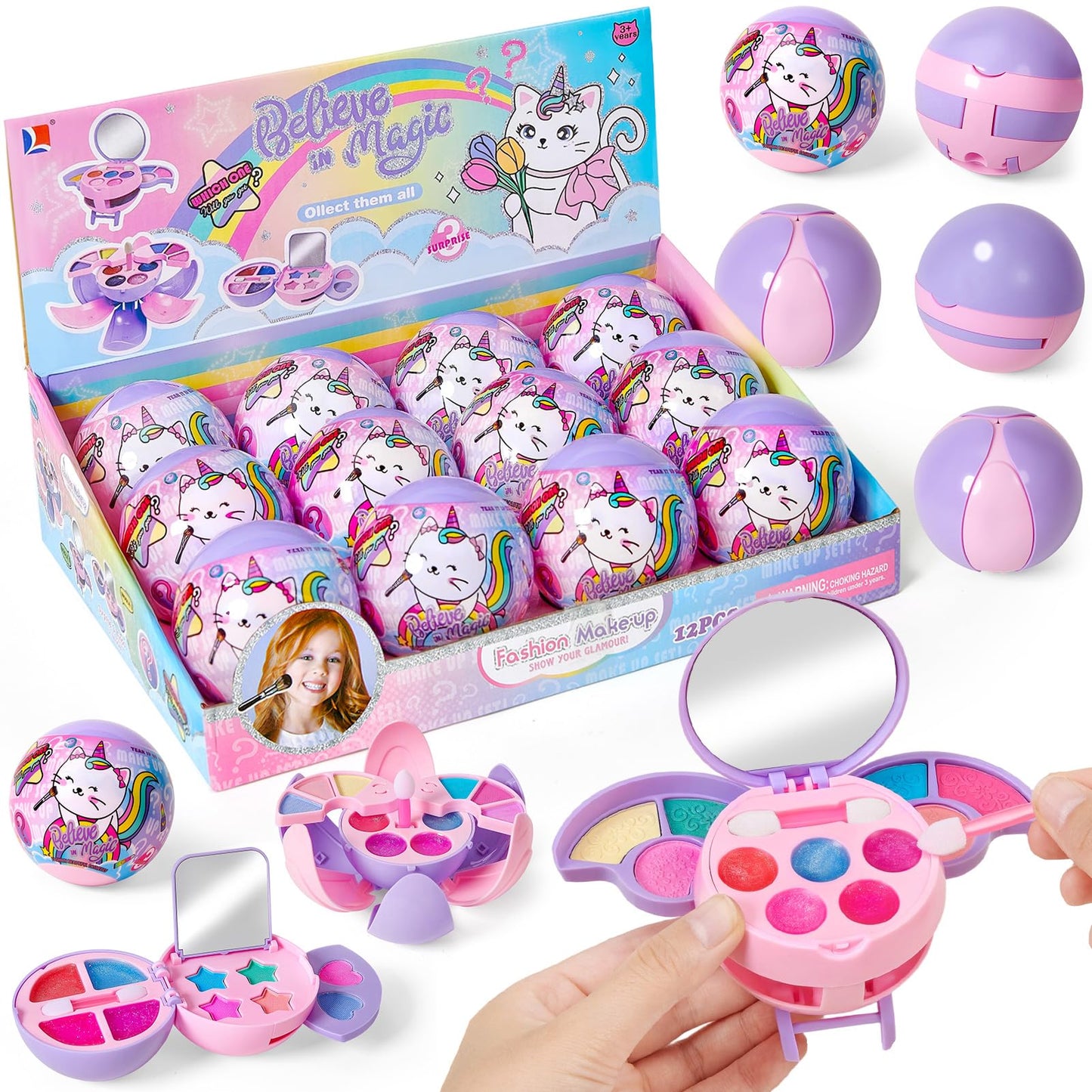 Cleboen 12-Pack Kids Makeup Blind Balls – Surprise Lip Gloss & Eyeshadow