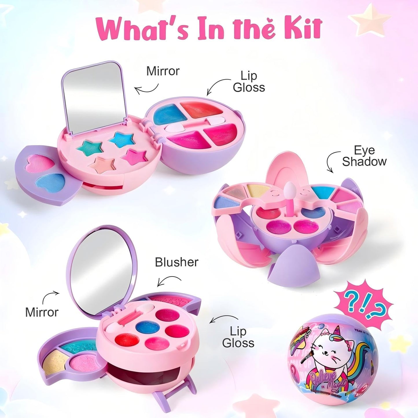 Cleboen 12-Pack Kids Makeup Blind Balls – Surprise Lip Gloss & Eyeshadow