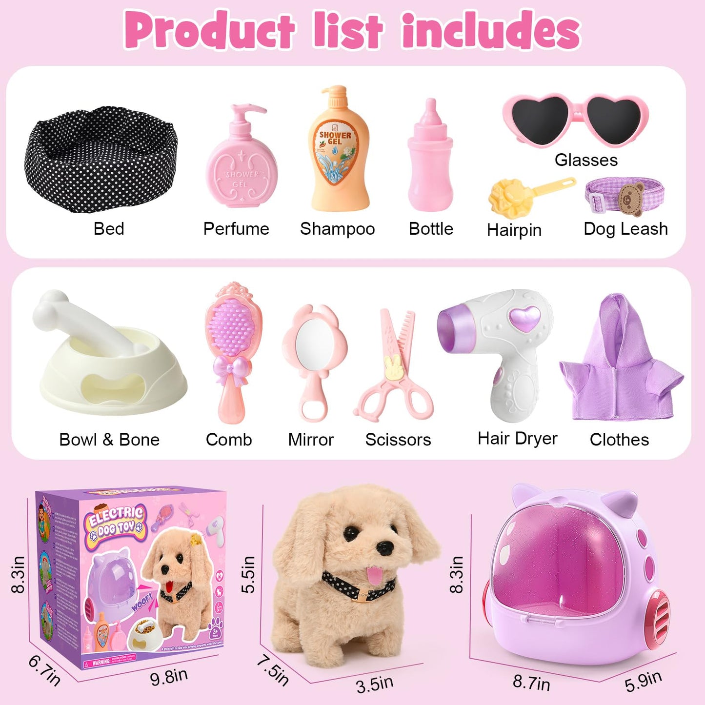 Cleboen 17pcs Robot Dog Toys for Kids — Interactive Walk & Bark Puppy Playset