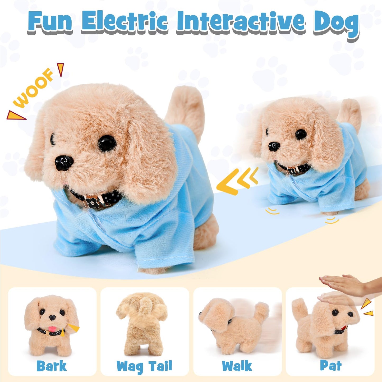 Cleboen 14pc Robot Dog Toy Set for Kids – Interactive Plush Puppy with Walk & Bark