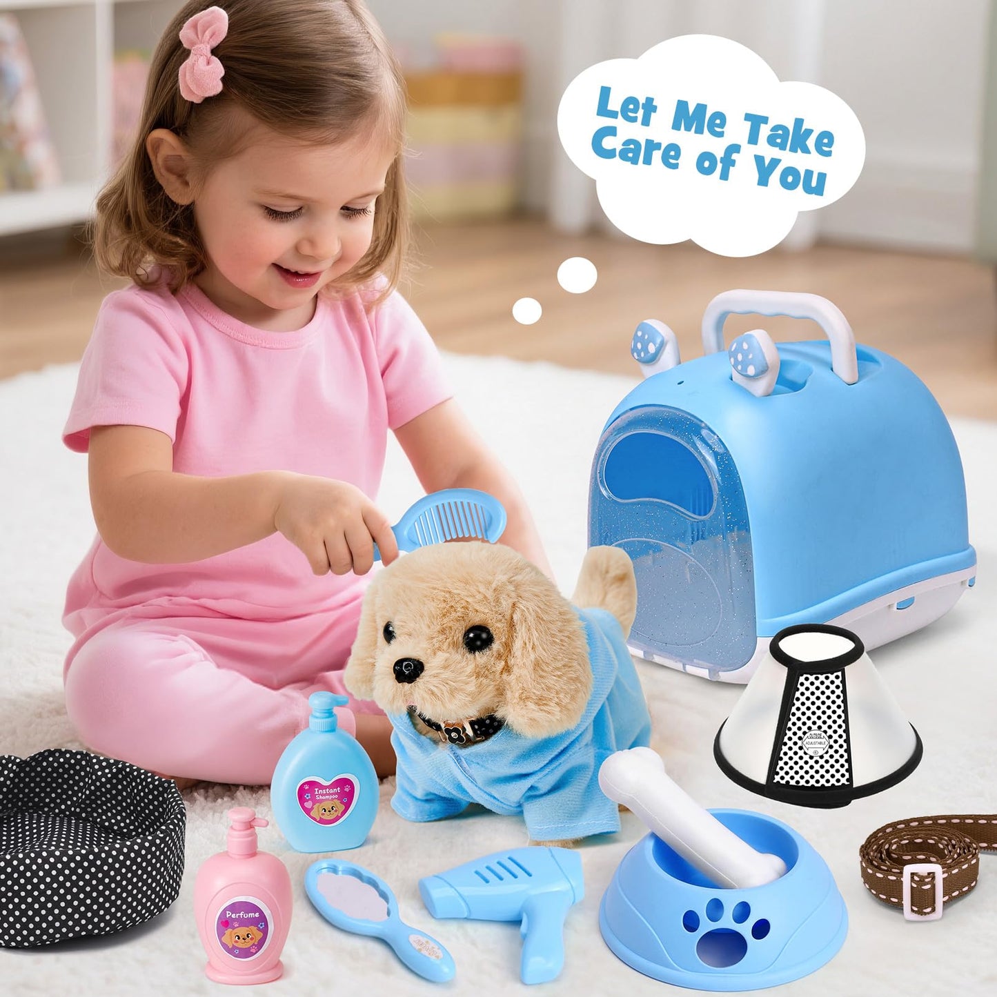 Cleboen 14pc Robot Dog Toy Set for Kids – Interactive Plush Puppy with Walk & Bark