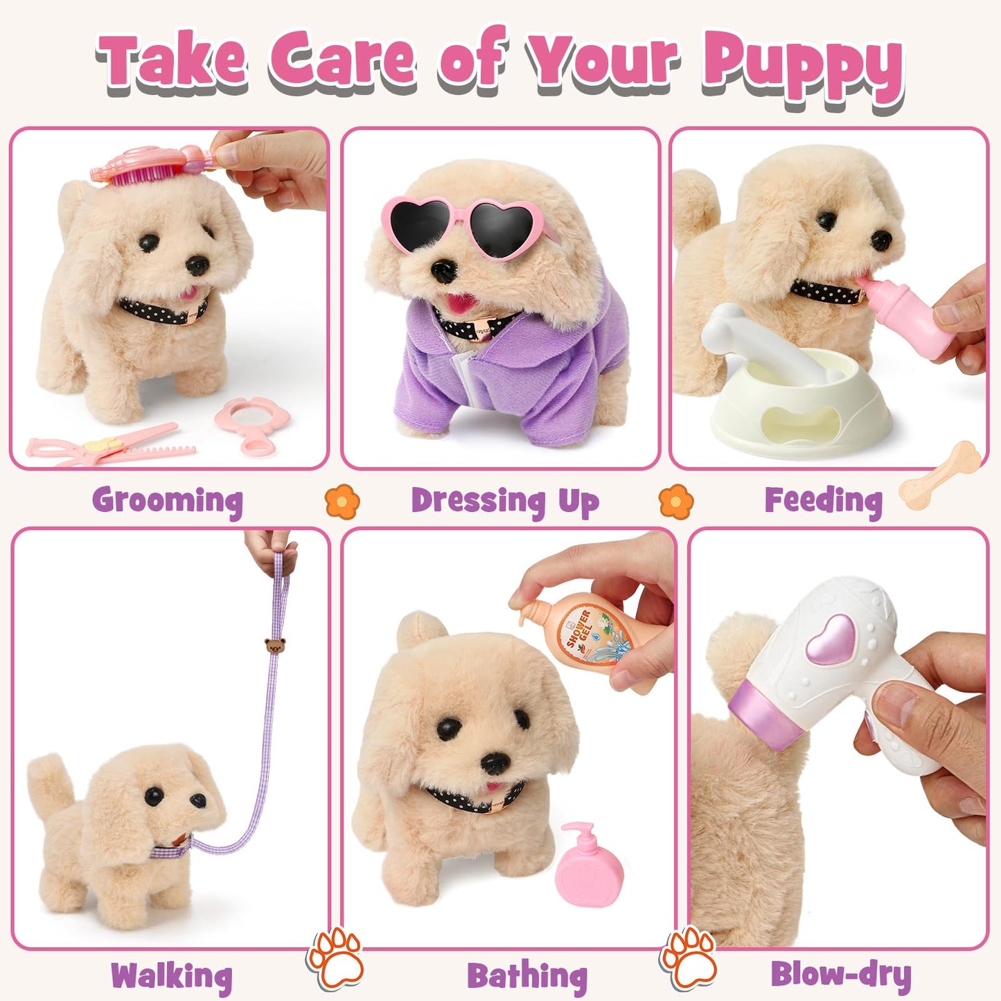 Cleboen 17pcs Robot Dog Toys for Kids — Interactive Walk & Bark Puppy Playset