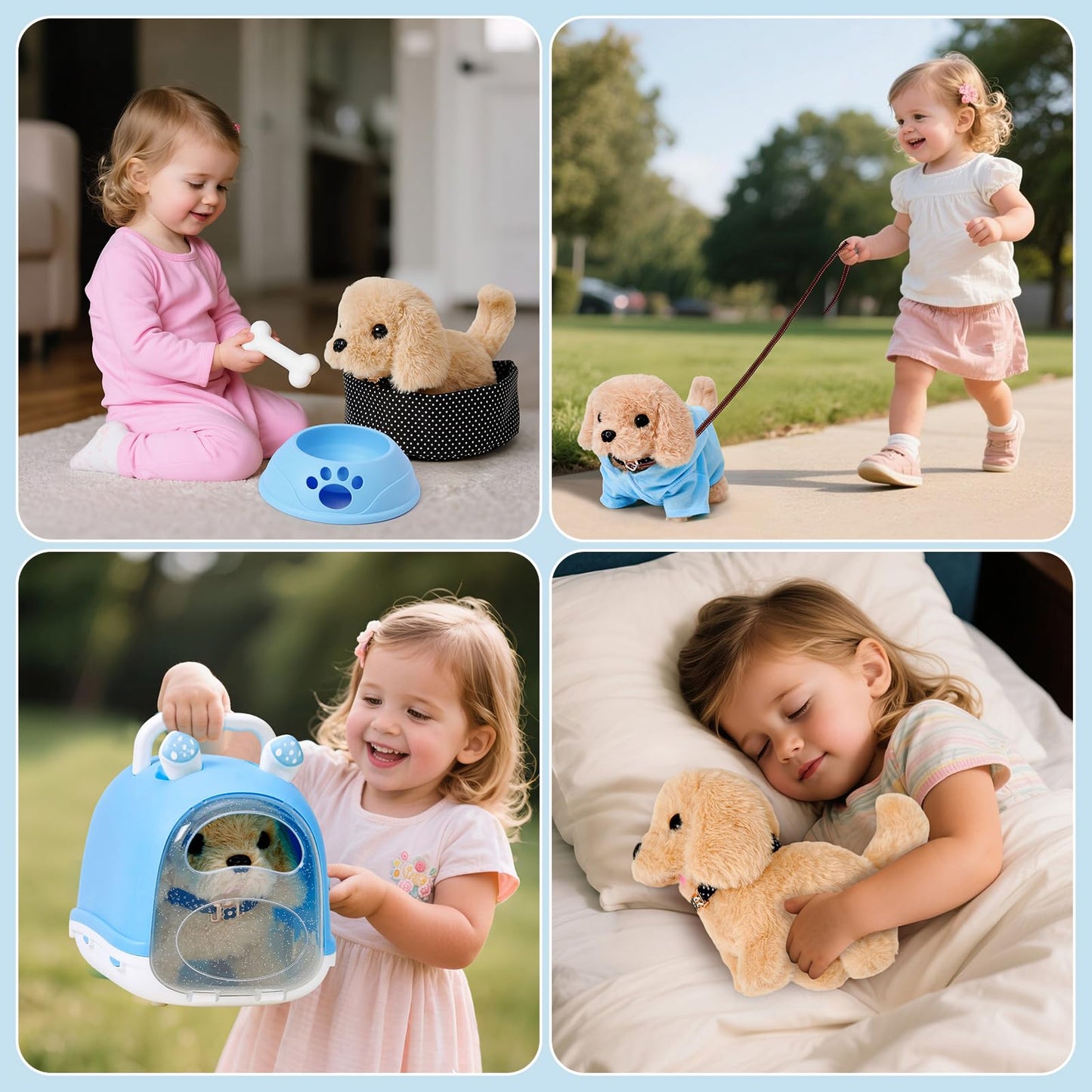 Cleboen 14pc Robot Dog Toy Set for Kids – Interactive Plush Puppy with Walk & Bark
