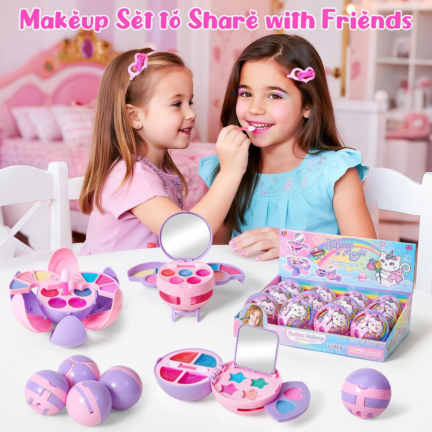 Cleboen 12-Pack Kids Makeup Blind Balls – Surprise Lip Gloss & Eyeshadow