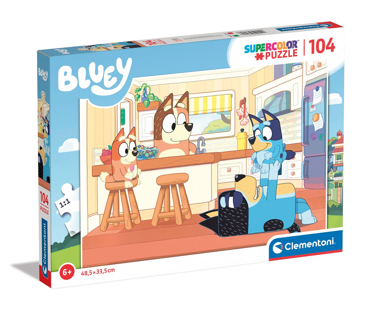 Clementoni Bluey Supercolor Puzzle – 104 Pieces for Kids 6+ | Made in Italy