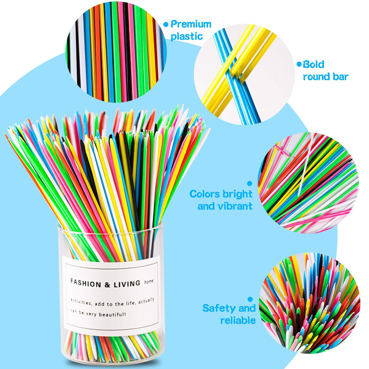 CLESDF Pick Up Sticks – 240-Piece Classic Family Game Set