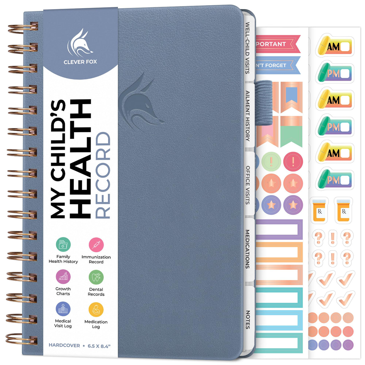 Clever Fox My Child's Health Record Keeper – Child Health Journal (Windy Blue)