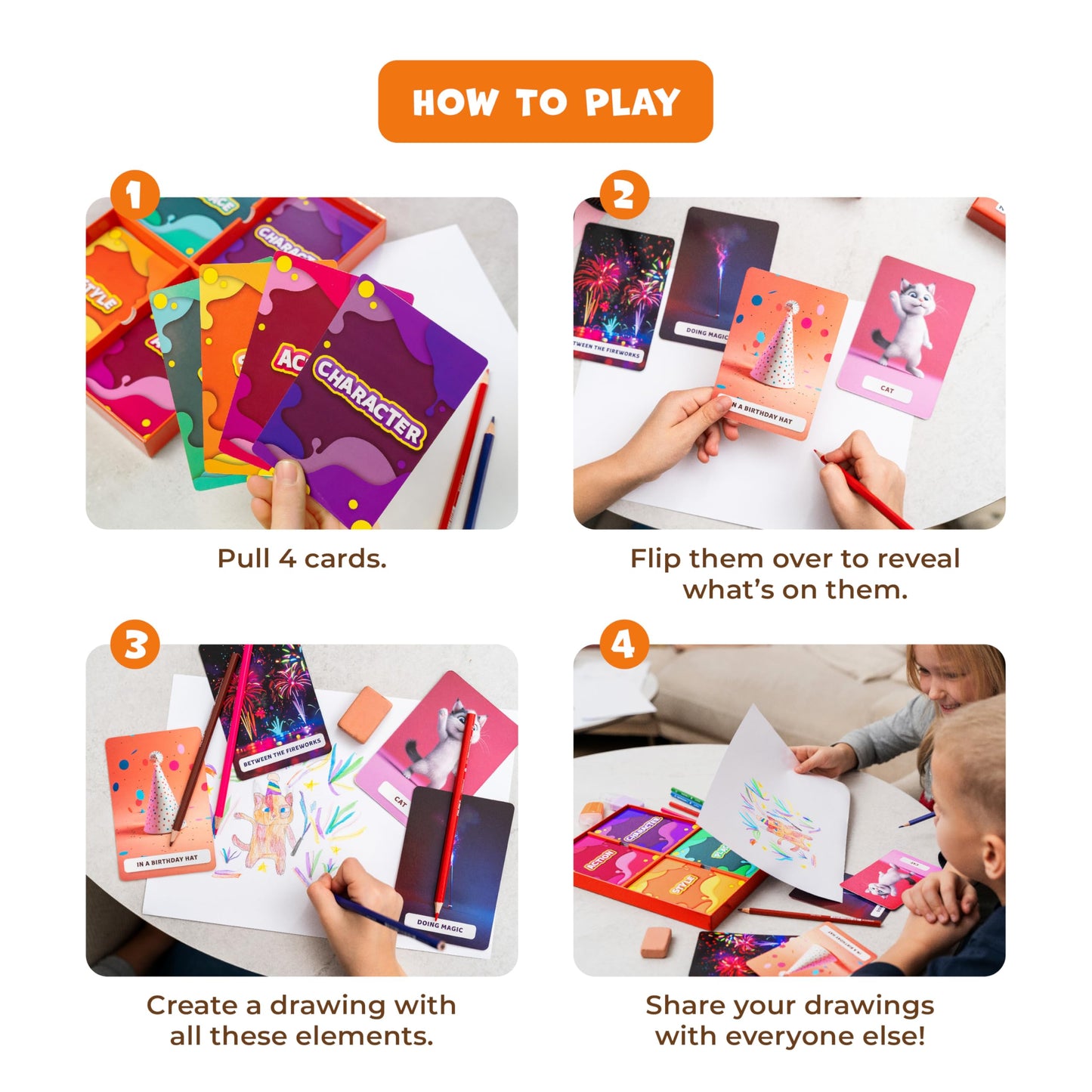Clever Fox Drawsome Drawing Game – 160 Prompt Cards for Creative Kids