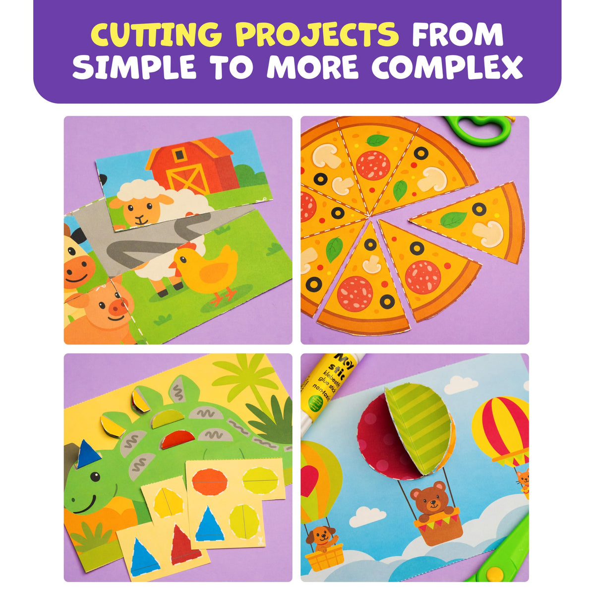 Clever Fox Play Snip & Shape – Scissor Skills Activity Book for Kids 3-7 with Safety Scissors