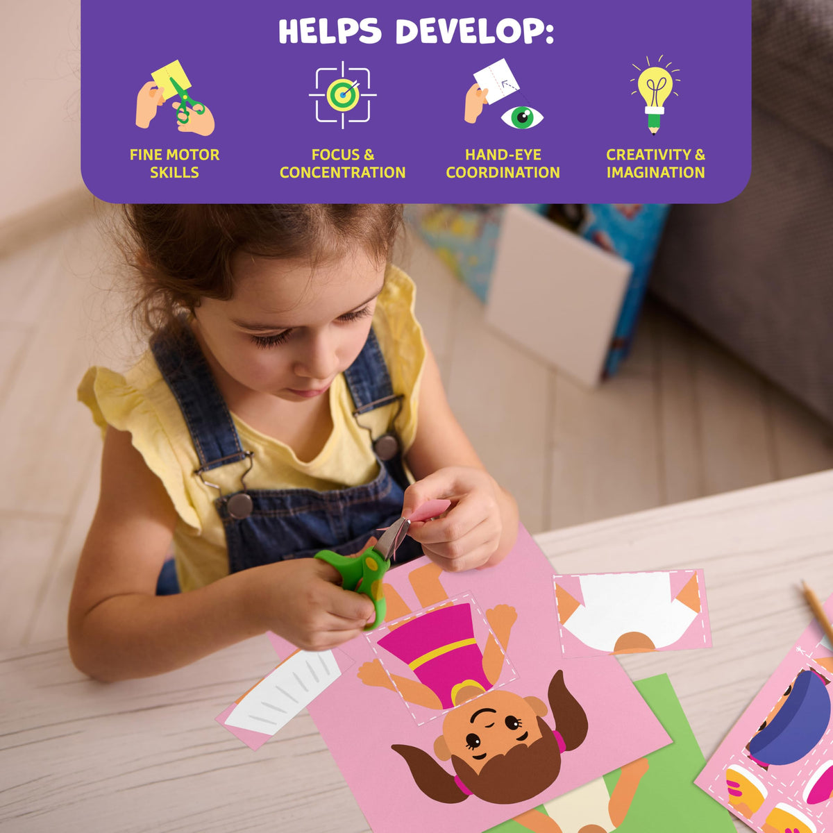 Clever Fox Play Snip & Shape – Scissor Skills Activity Book for Kids 3-7 with Safety Scissors