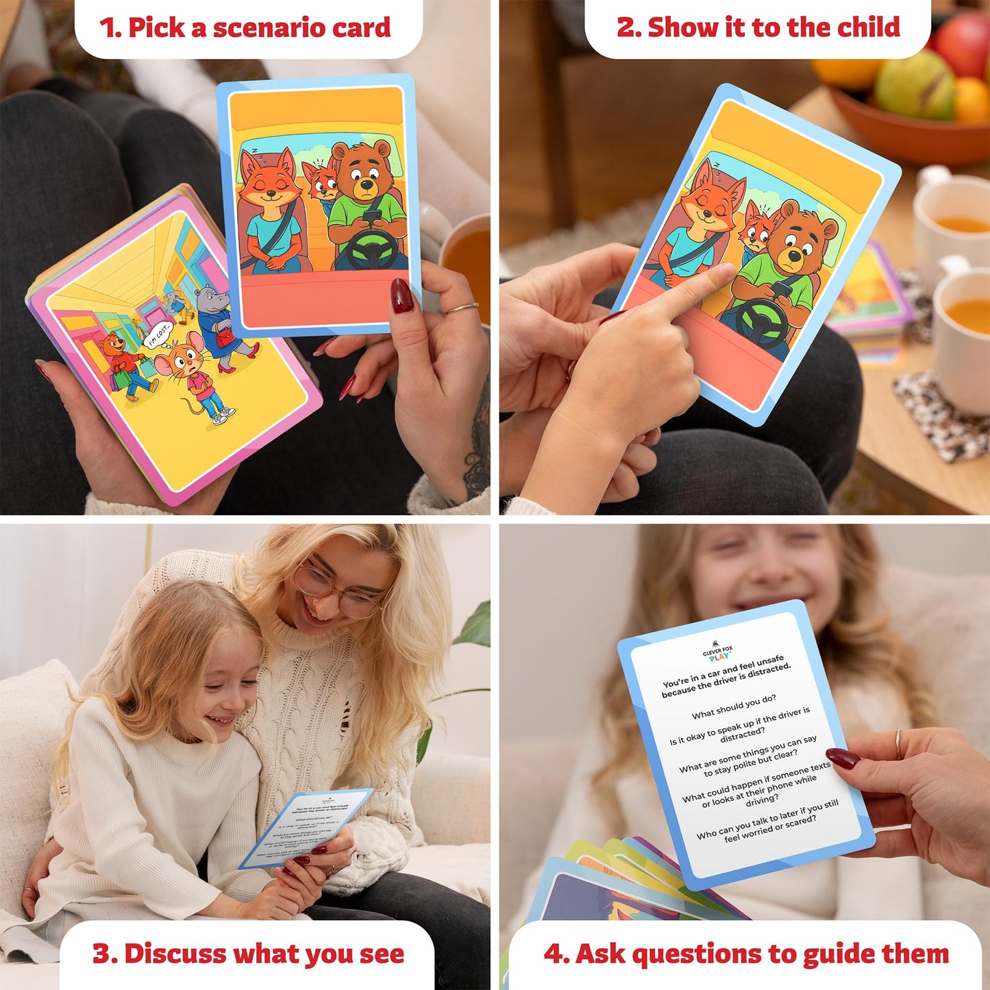 Clever Fox Play Who What Why Emergency & Safety Cards for Kids – Social Skills & Critical Thinking