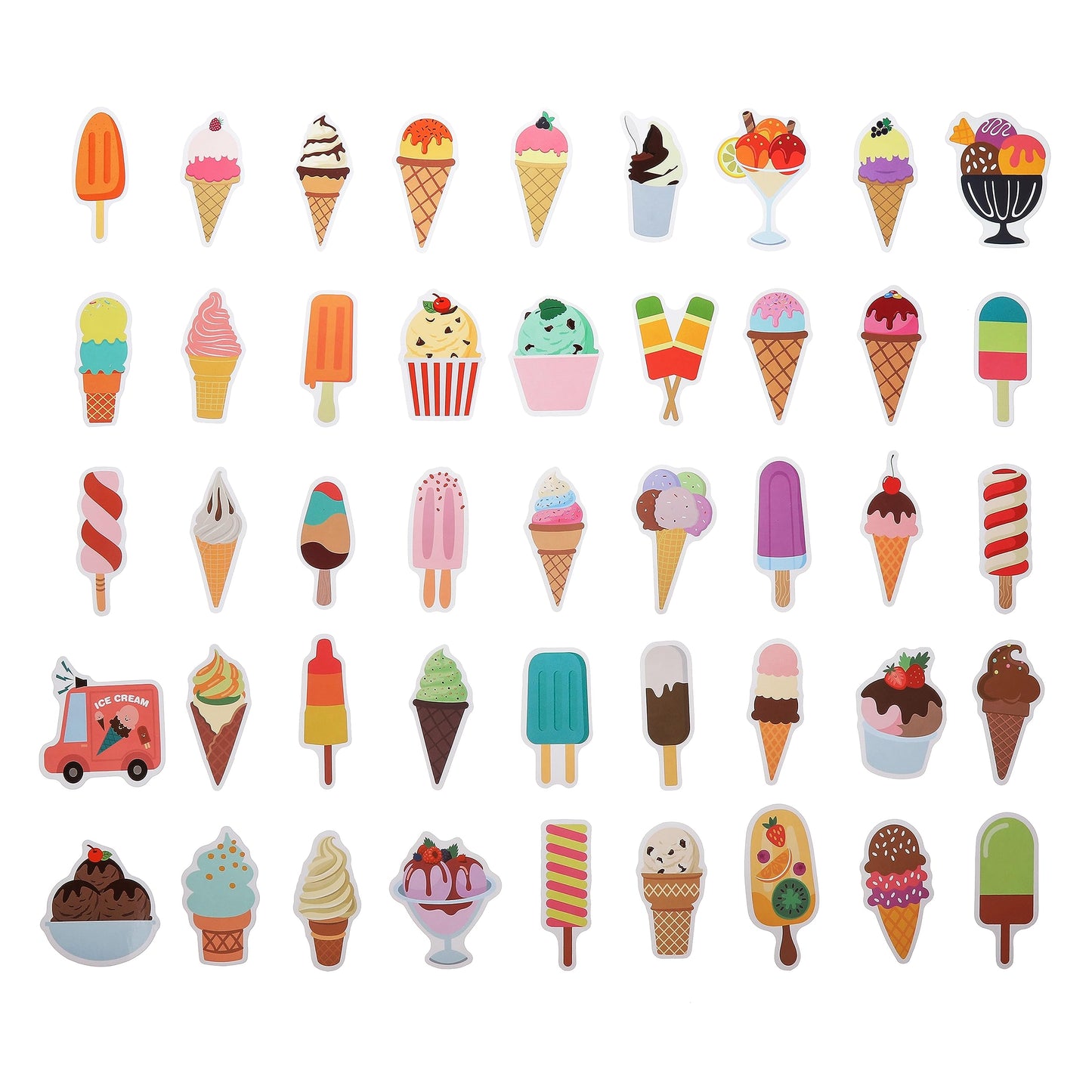 Cleverplay 100 Pack Ice Cream Stickers – Party Favors & Birthday Decor