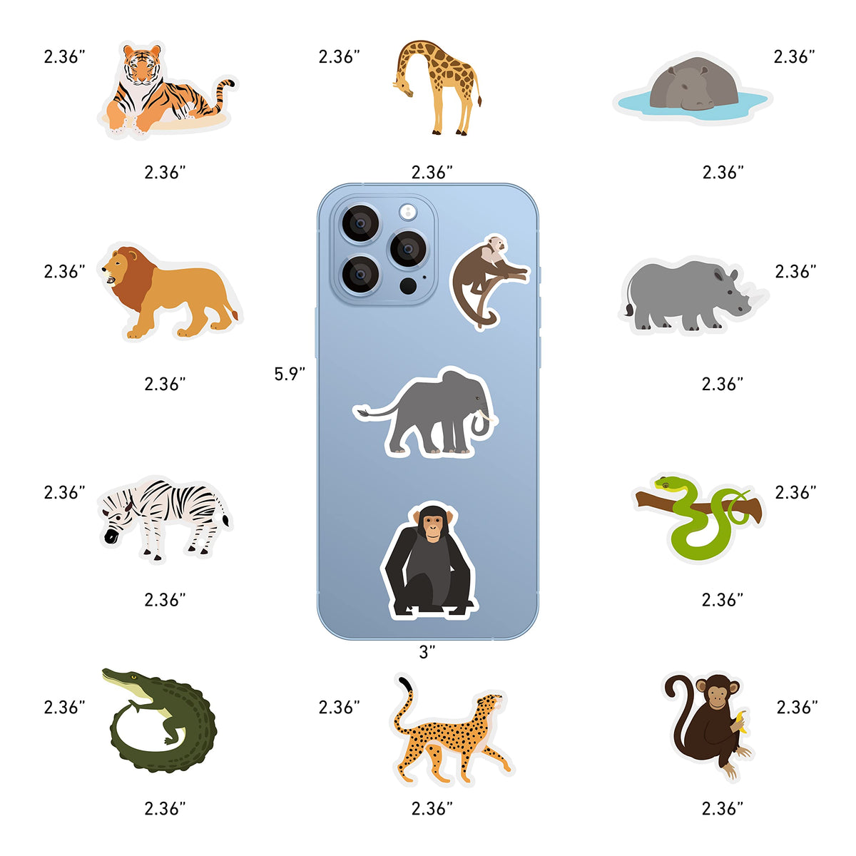 Cleverplay 100 Pack Jungle Safari Stickers – Party Favors & Decorations