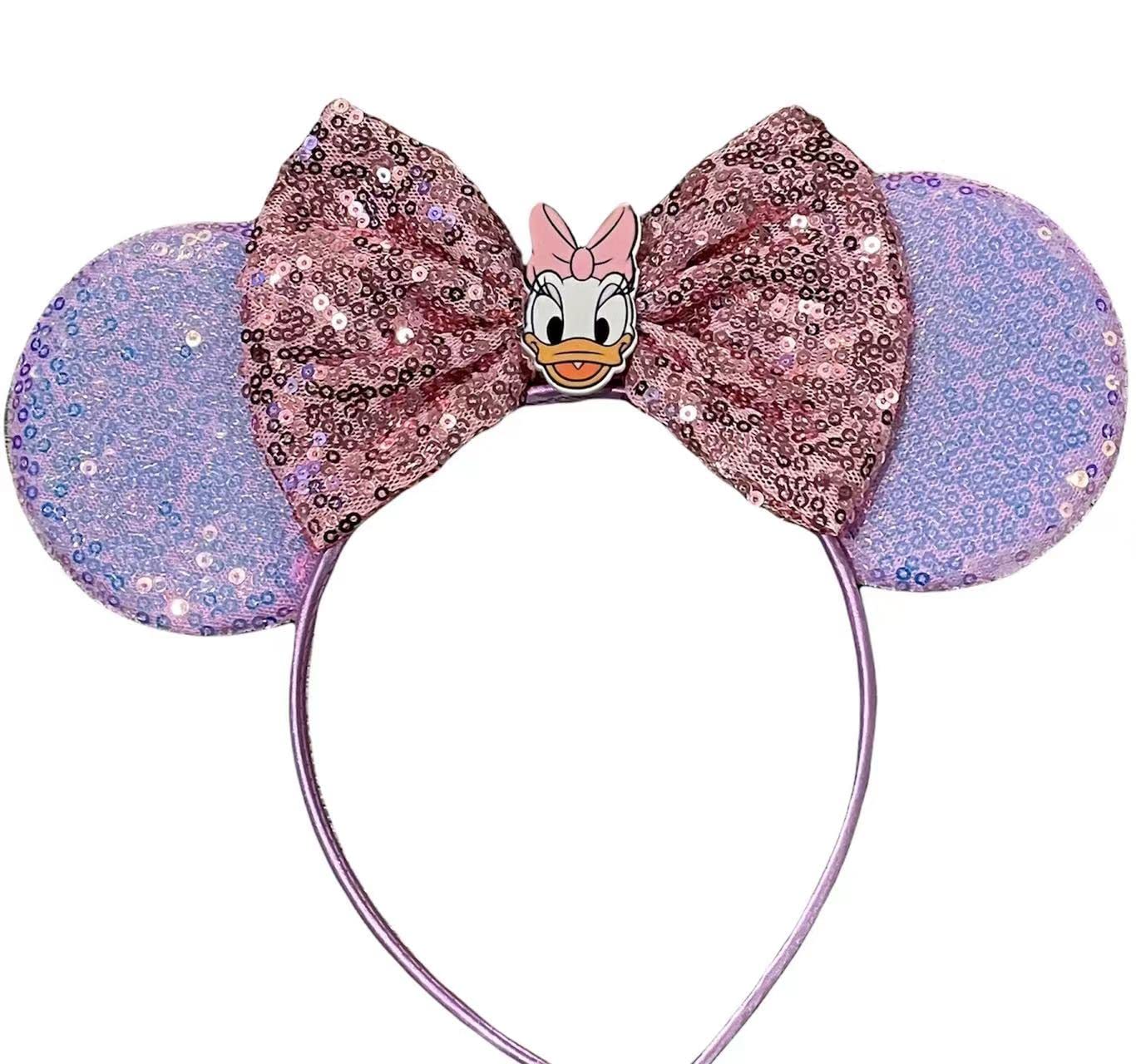 CLGIFT Princess Minnie Ears - Flower Minnie Ears & Purple Sparkle Mouse Ears (Daisy Duck)