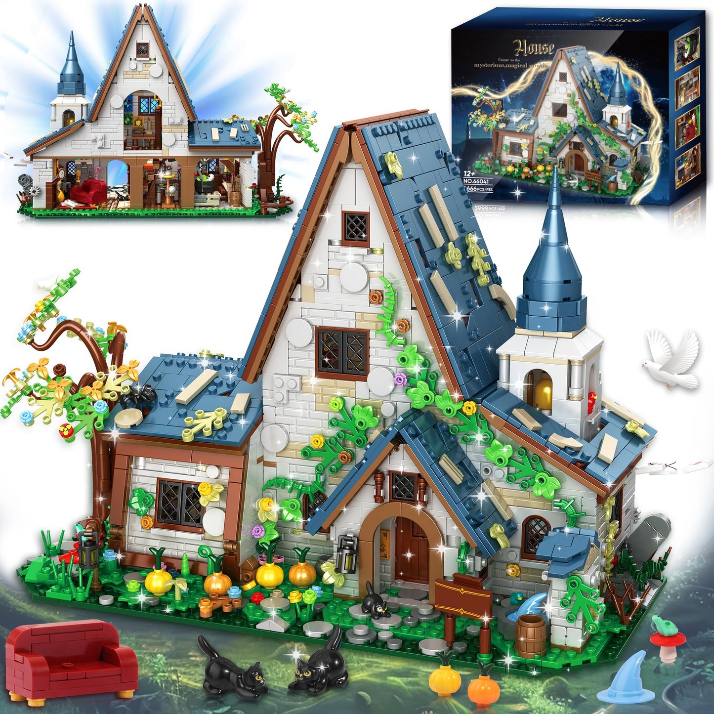 FliCineCrt Magic Stone House Building Block Set – 2666 Pieces, Architecture Kit for Kids 8+