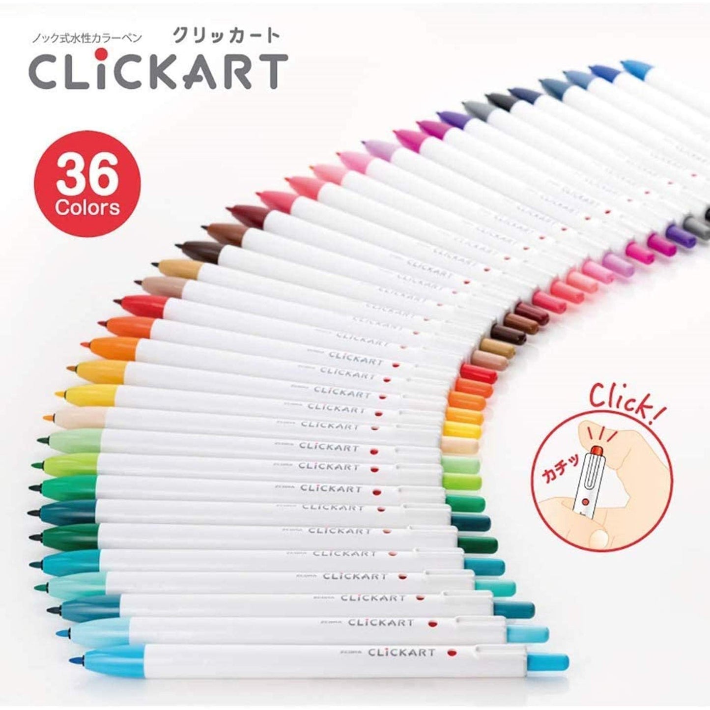 Clickart Zebra 36-Color Knock-Style Water-Based Pens WYSS22-36C-N