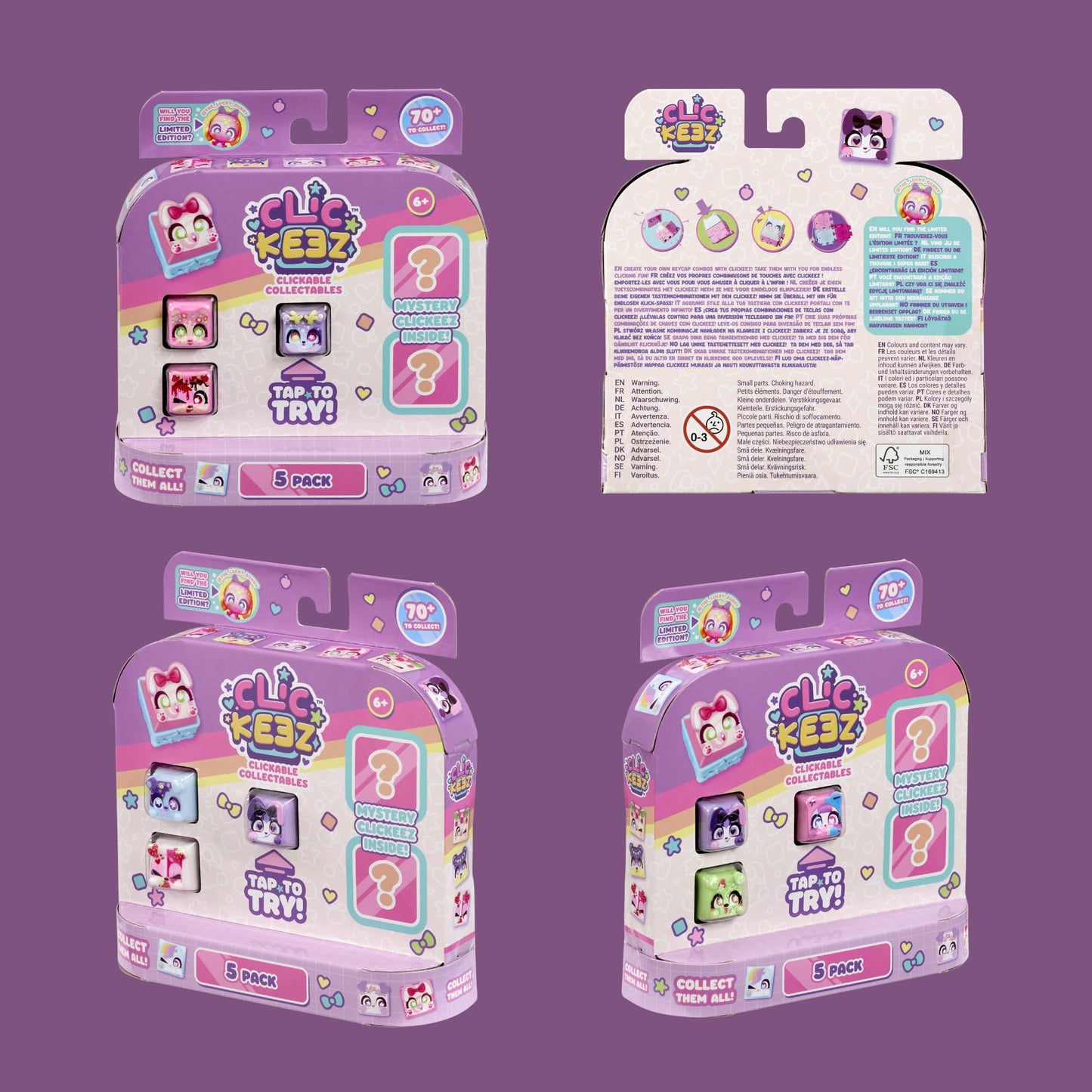 Clickeez Multipack: 5 Clickable Keyboard Collectibles for On-the-Go Fun