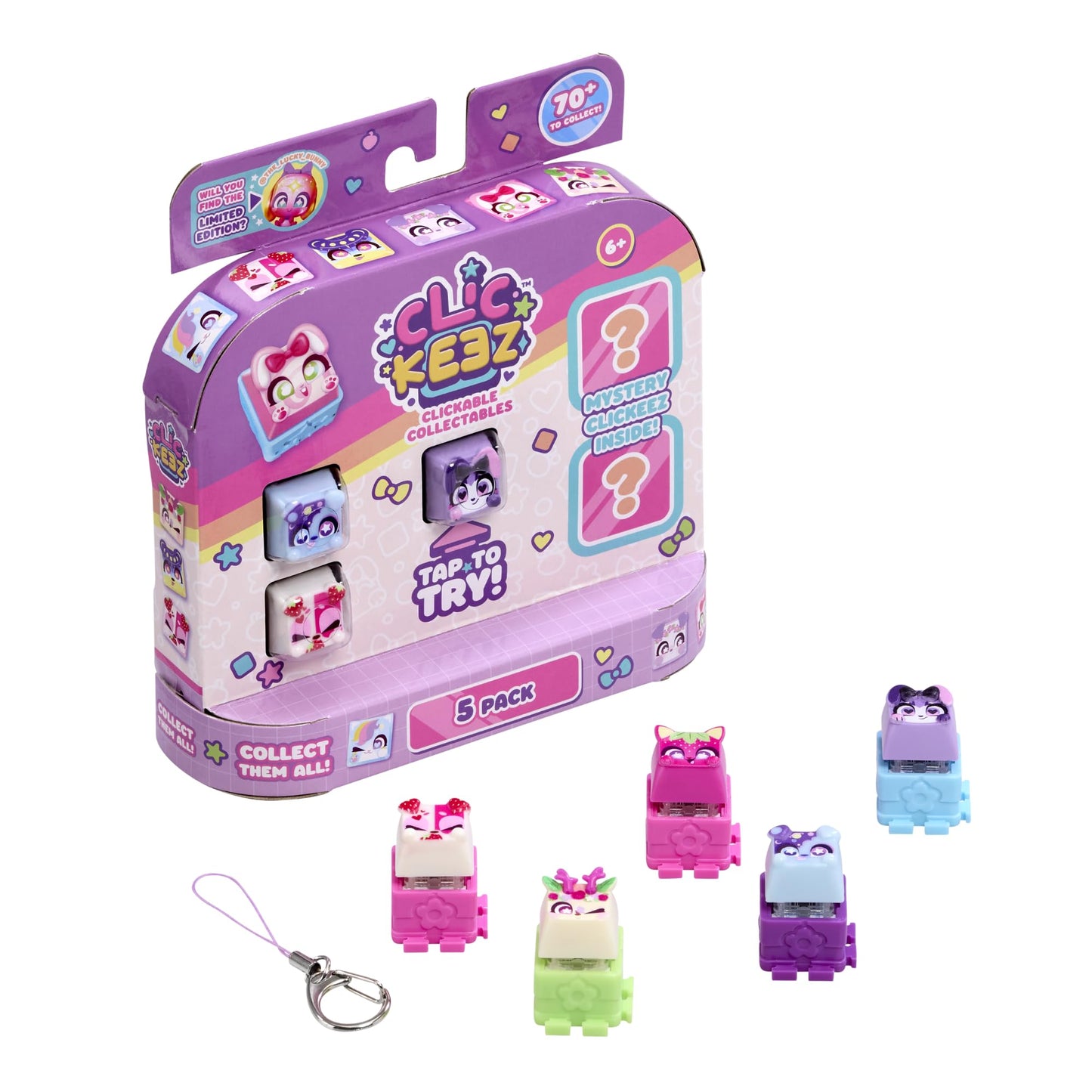 Clickeez Multipack: 5 Clickable Keyboard Collectibles for On-the-Go Fun