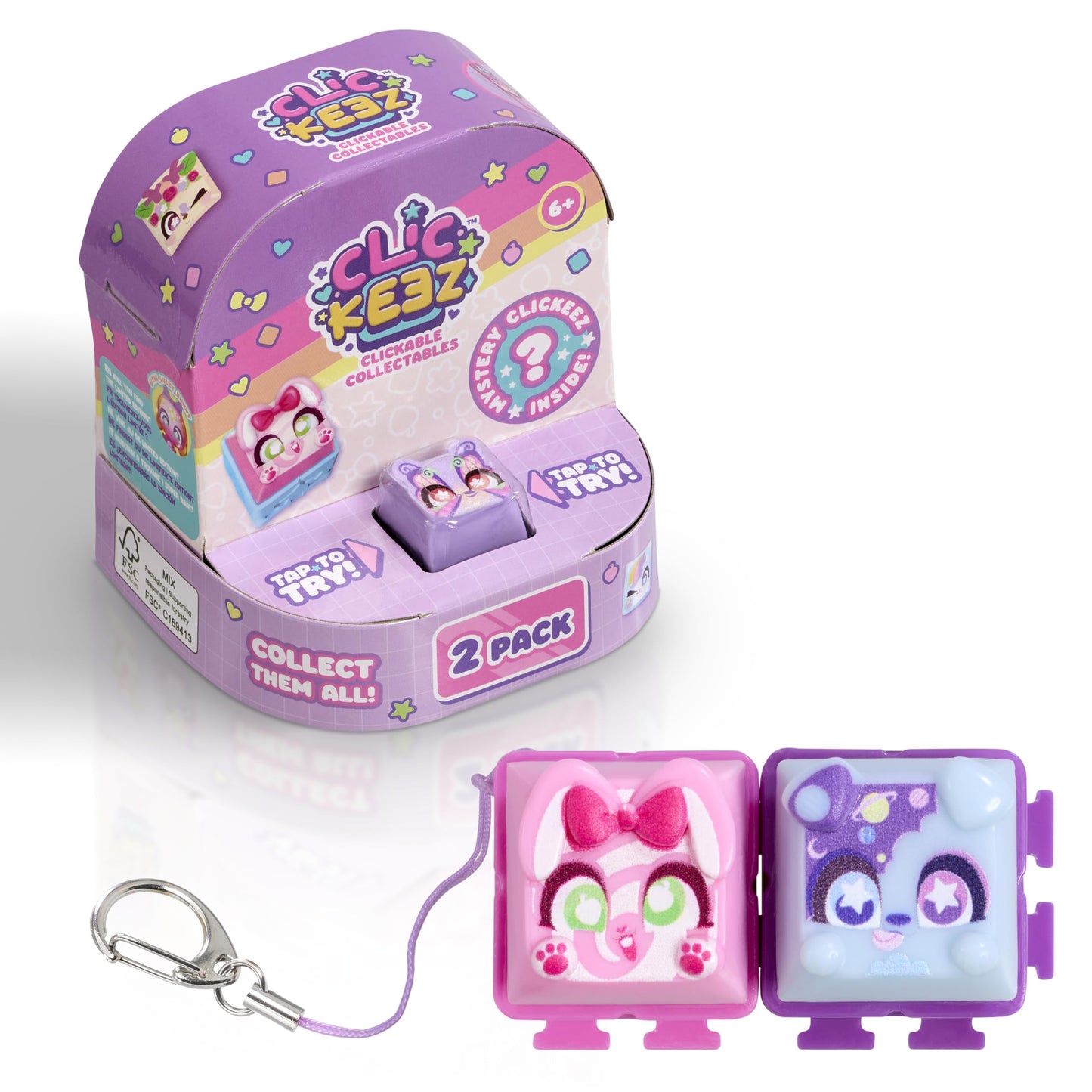 Clickeez 2-Pack: Collectible Keyboard Keys for Custom Keychains | Ages 6+