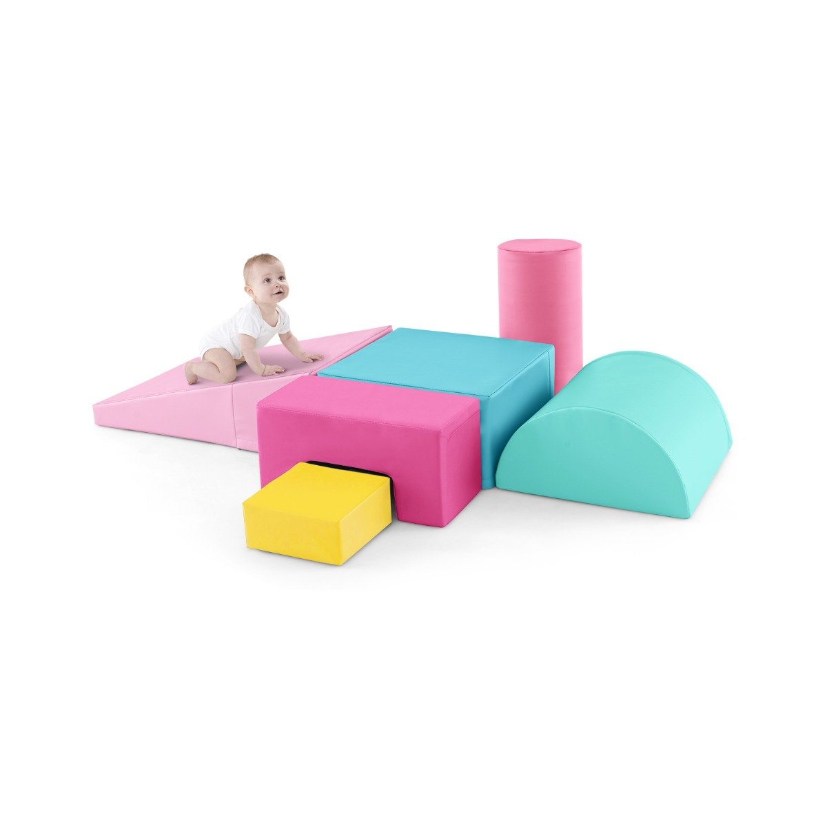 Foam Climbing Blocks with PU Cover for 1-3 Toddlers-Blue
