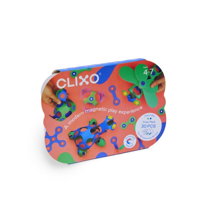 Clixo Crew 30 Piece Pack – Flexible Magnetic Building Toy for Imagination, STEM Play, and On-The-Go Fun (Ages 4–99)