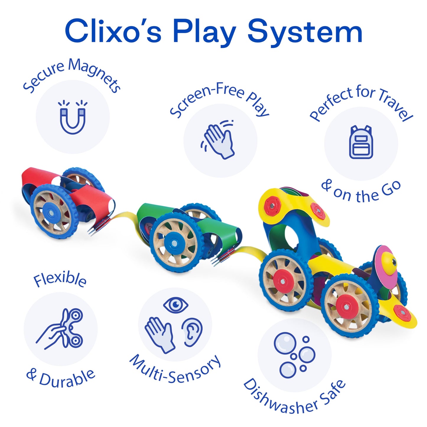 Clixo Wheel Creator Pack — 72 Magnetic Building Tiles for Creative STEM Play (Ages 4–99)