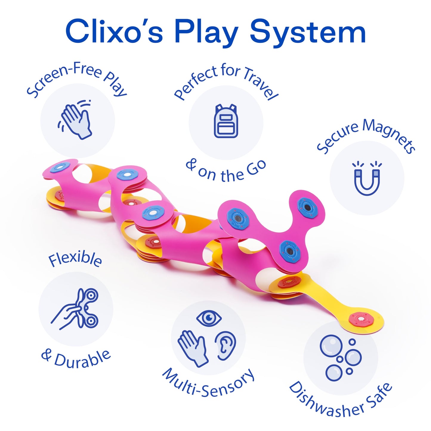 Clixo Itsy Magnetic Toy for Kids – 18-Piece Flexible STEM Building Pack