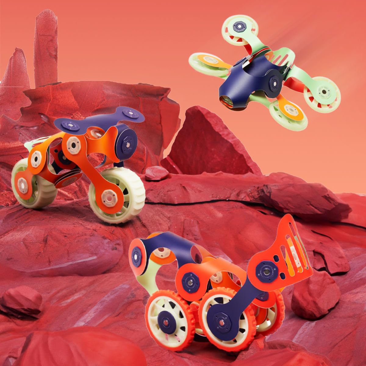 Clixo Mars Rover Pack: Glow-in-the-Dark Magnetic Building Toy for Kids 6+ | 30 Pieces