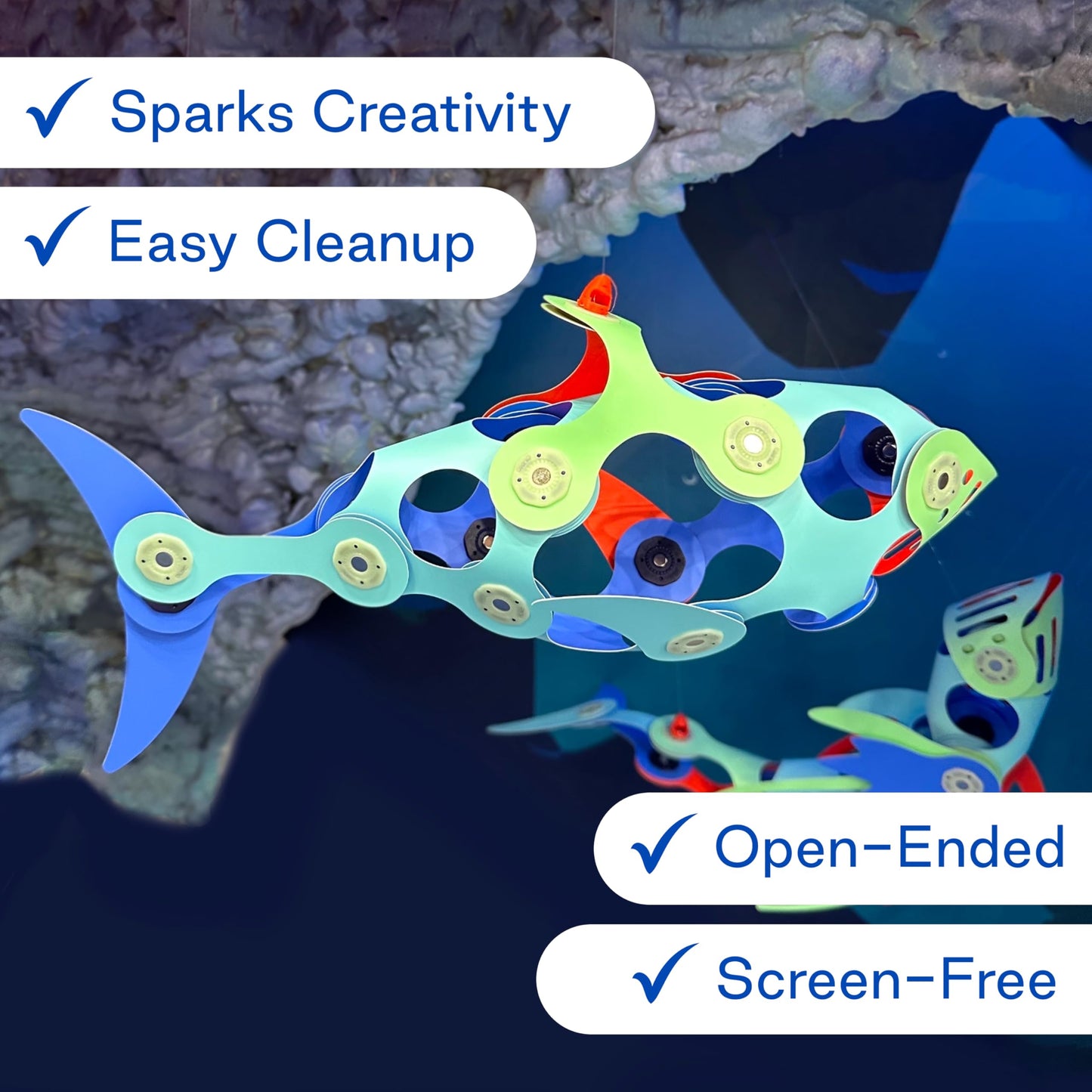 Clixo Ocean Creatures Pack – Glow-in-the-Dark Magnetic Building Toy (24 Pieces) for Underwater Adventures
