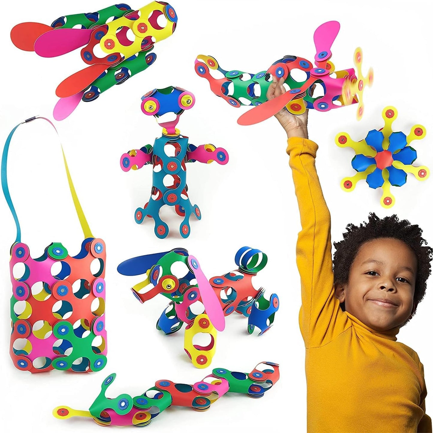 Clixo Rainbow 42 Piece Pack | Flexible Magnetic Building Toy for STEM Play