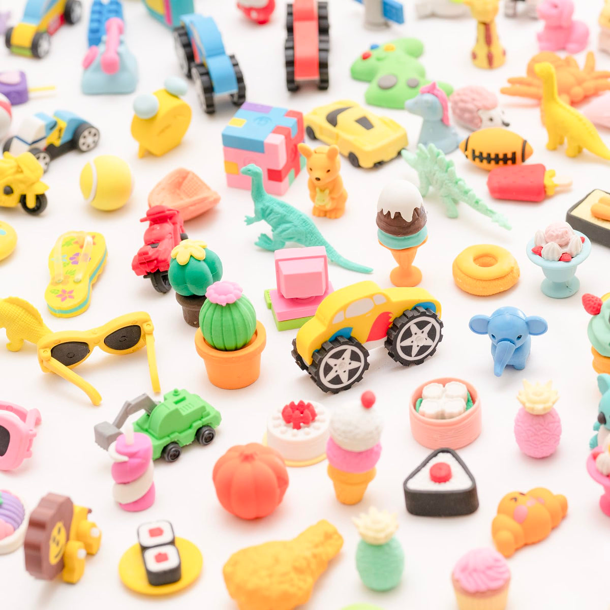 Clock King 110pcs 3D Erasers – Cute Kids Desk Toys & Classroom Rewards
