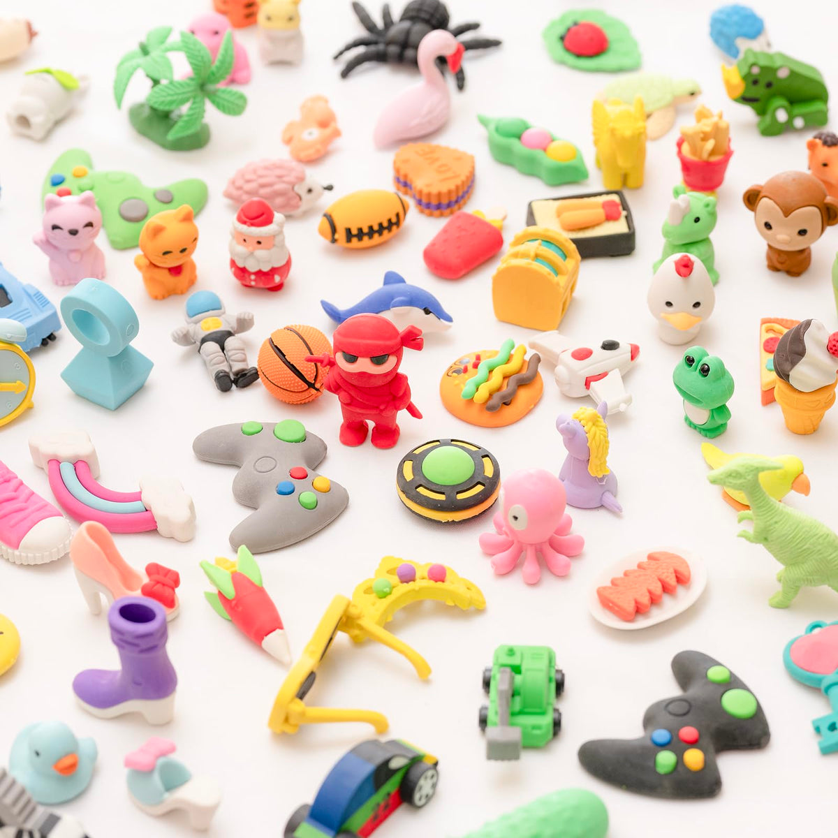 Clock King 132pcs 3D Kids Erasers – Random Classroom & Party Gift Set