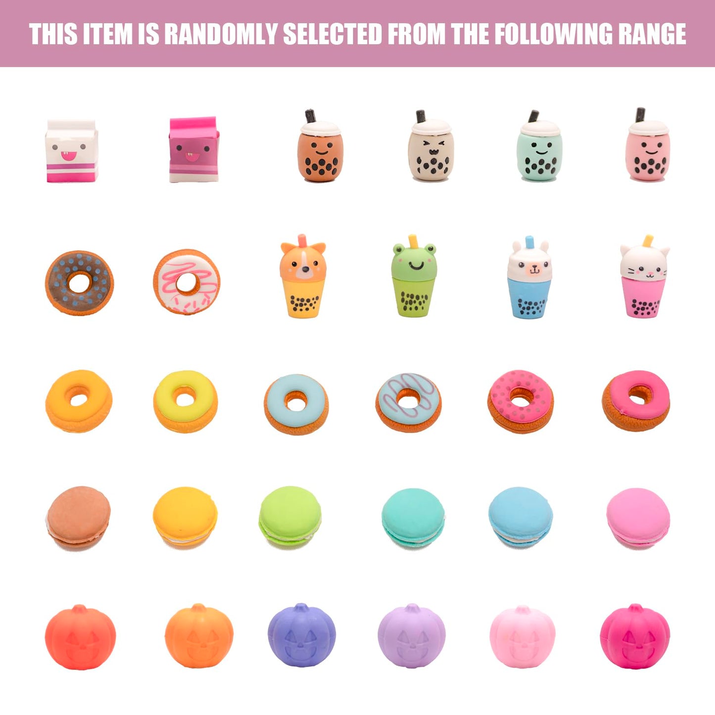 Clock King 42Pcs 3D Food Erasers – Random Food-Style Erasers for Kids, Classroom Rewards & Back-to-School Gifts