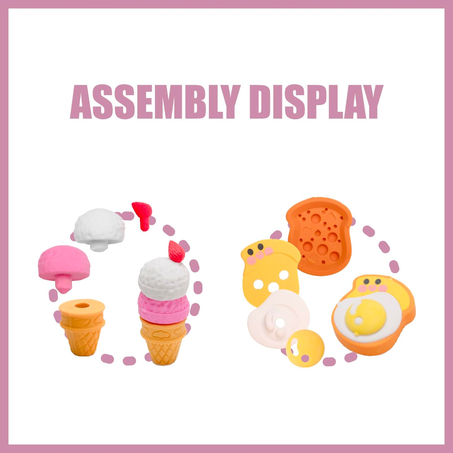 Clock King 42Pcs 3D Food Erasers – Random Food-Style Erasers for Kids, Classroom Rewards & Back-to-School Gifts