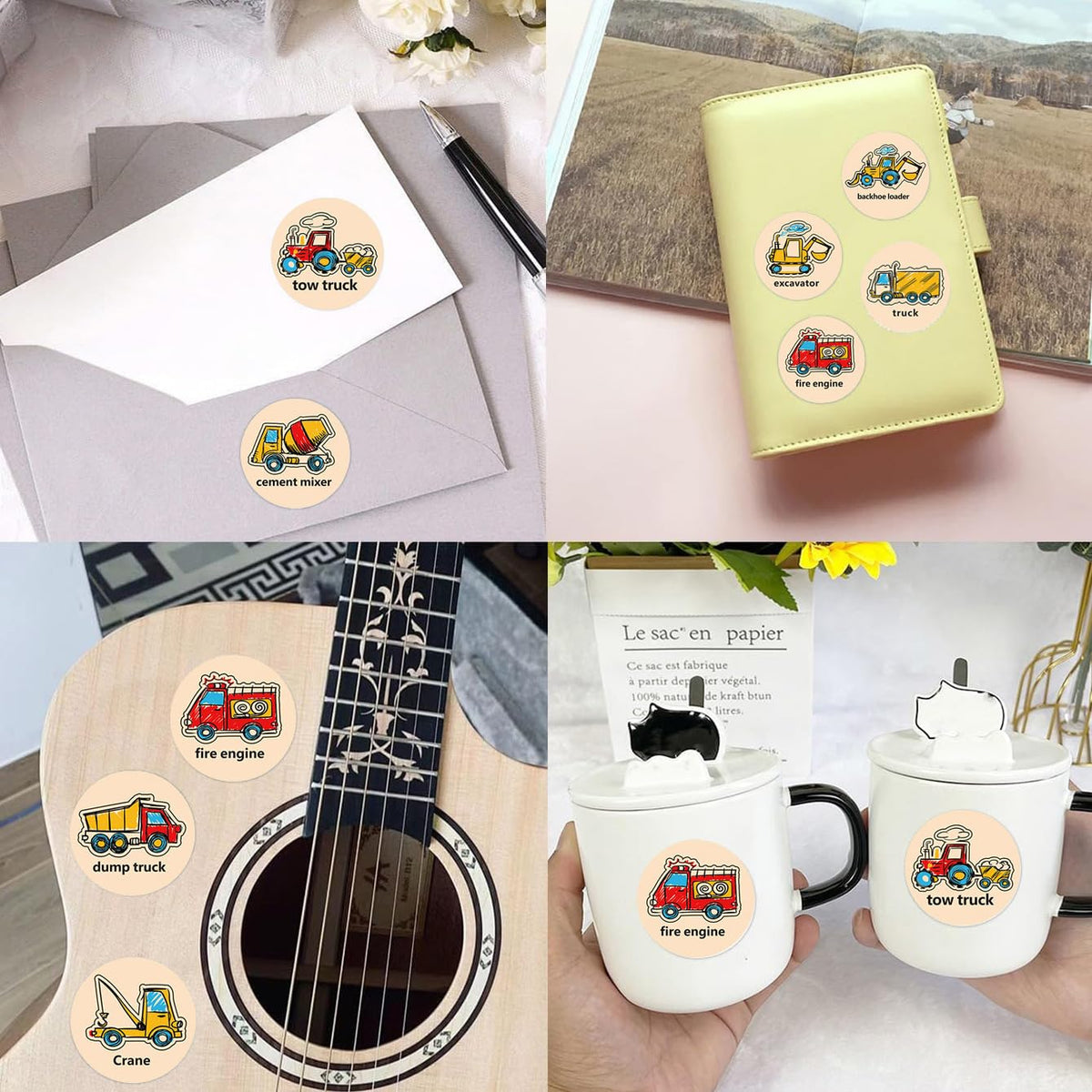 CLOSOCKEY 1000Pcs Cartoon Transportation Sticker Roll – Trucks, Buses and More for Class Rewards