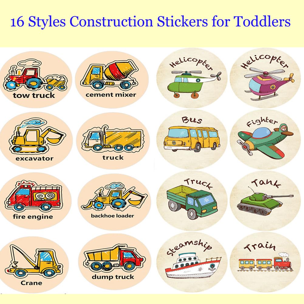 CLOSOCKEY 1000Pcs Cartoon Transportation Sticker Roll – Trucks, Buses and More for Class Rewards