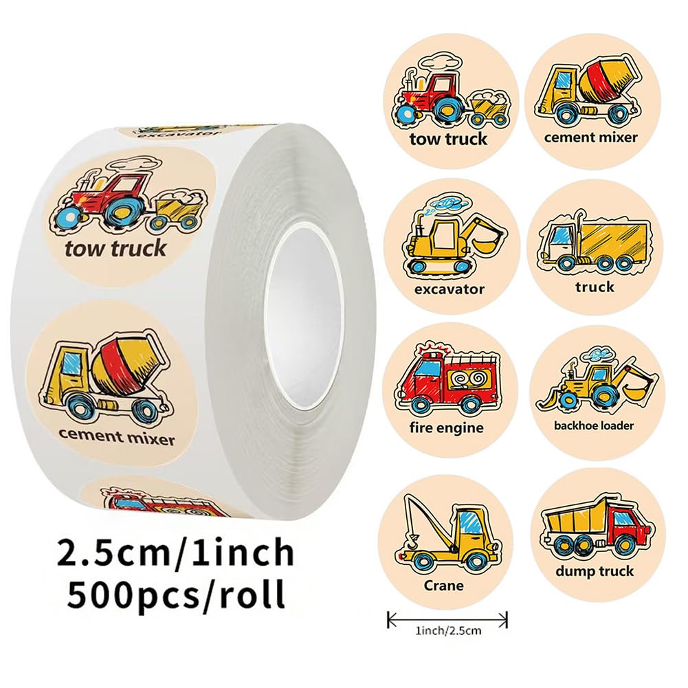 CLOSOCKEY 1000Pcs Cartoon Transportation Sticker Roll – Trucks, Buses and More for Class Rewards