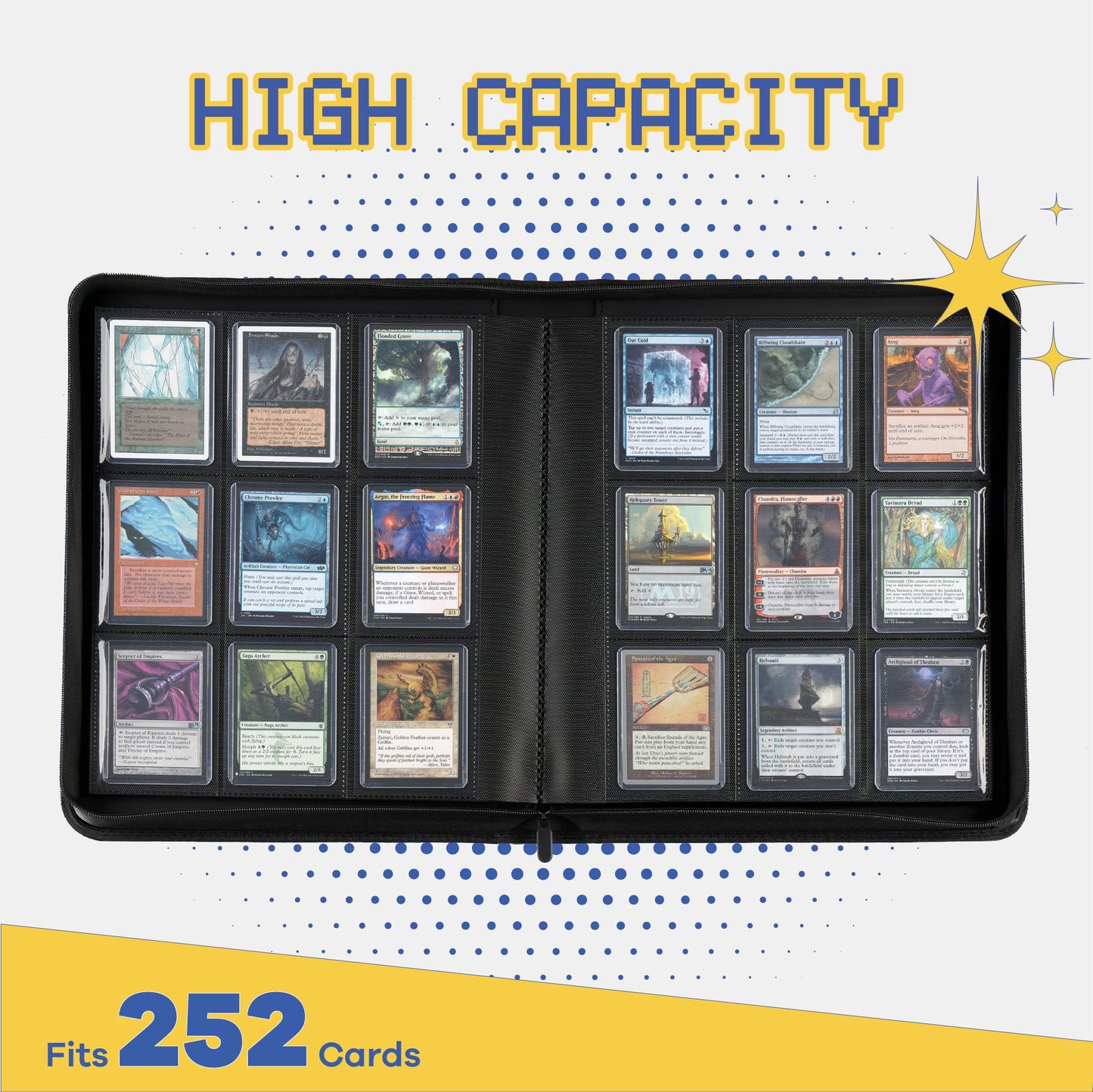 CLOVERCAT 9-Pocket Toploader Binder – Holds 252 Cards with 20 Removable Sleeves (Green)