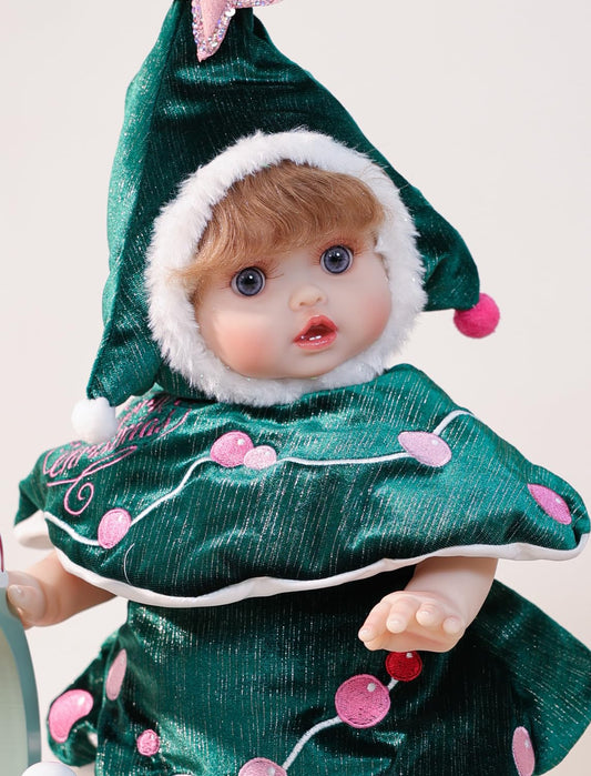 Cloveray 18-Inch Realistic Reborn Baby Doll with Curly Hair - Full Vinyl, Gift-Ready Outfit & Birth Certificate