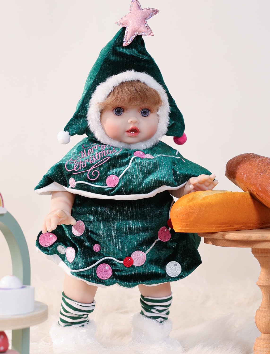 Cloveray 18-Inch Realistic Reborn Baby Doll with Curly Hair - Full Vinyl, Gift-Ready Outfit & Birth Certificate