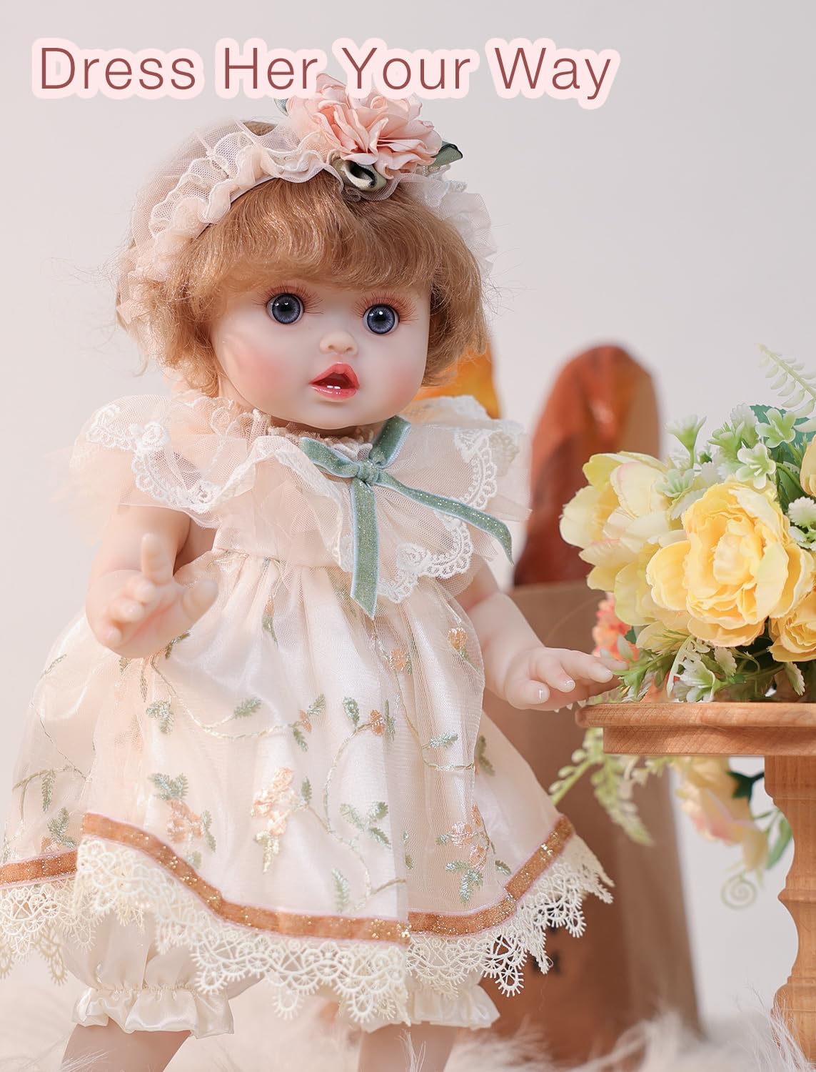 Cloveray 18-Inch Realistic Reborn Baby Doll with Curly Hair - Full Vinyl, Gift-Ready Outfit & Birth Certificate