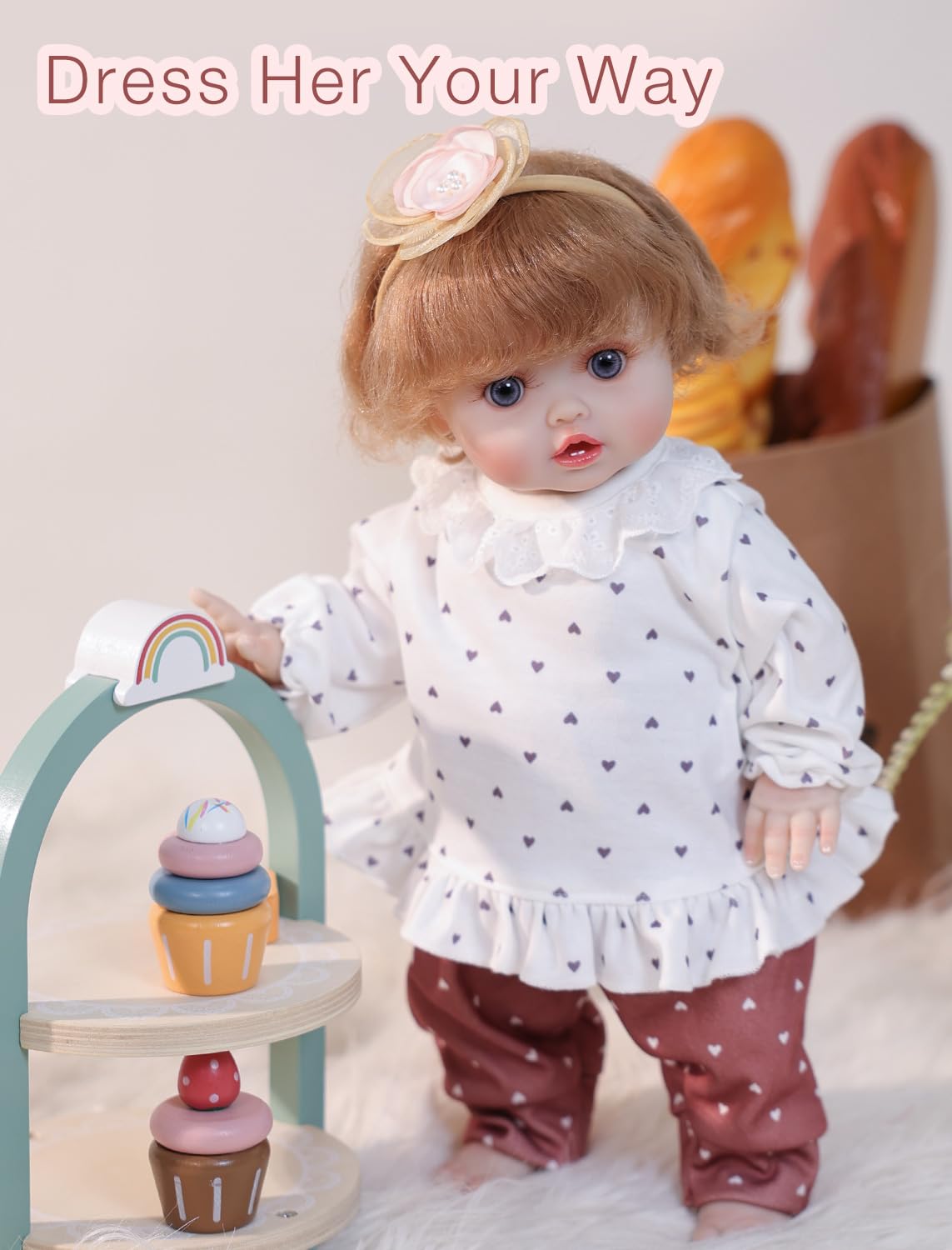 Cloveray 18-Inch Realistic Reborn Baby Doll with Curly Hair - Full Vinyl, Gift-Ready Outfit & Birth Certificate