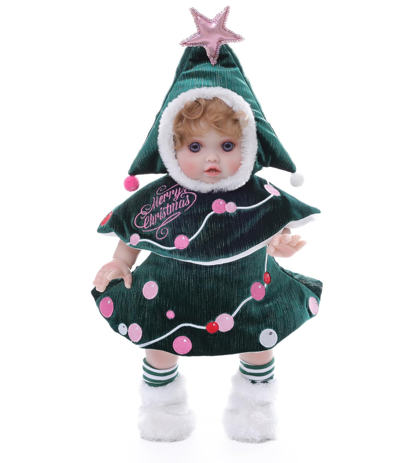 Cloveray 18-Inch Realistic Reborn Baby Doll with Curly Hair - Full Vinyl, Gift-Ready Outfit & Birth Certificate
