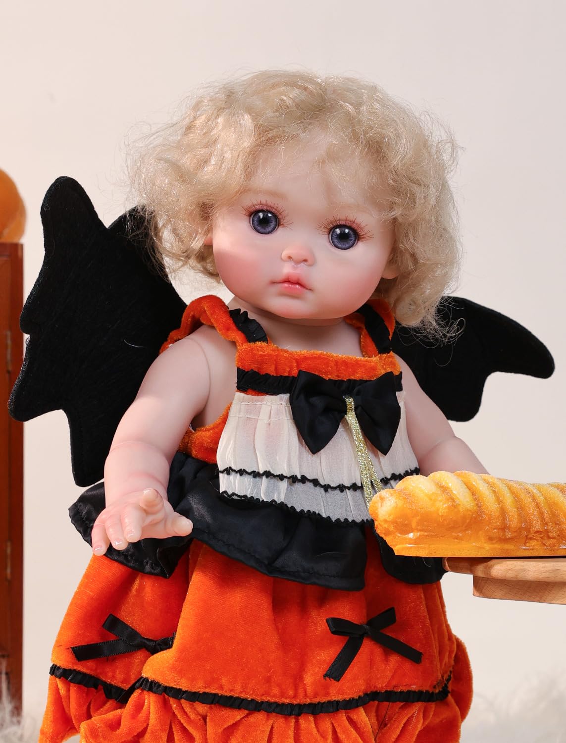 Cloveray Halloween Reborn 18-Inch Toddler Doll – Witch Outfit, Purple Eyes, Full Vinyl, Gift-Ready Display