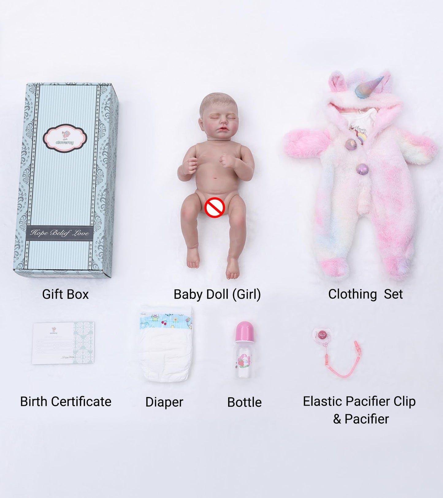 Cloveray Reborn Baby Dolls – 20-Inch Realistic Full-Body Vinyl Girl
