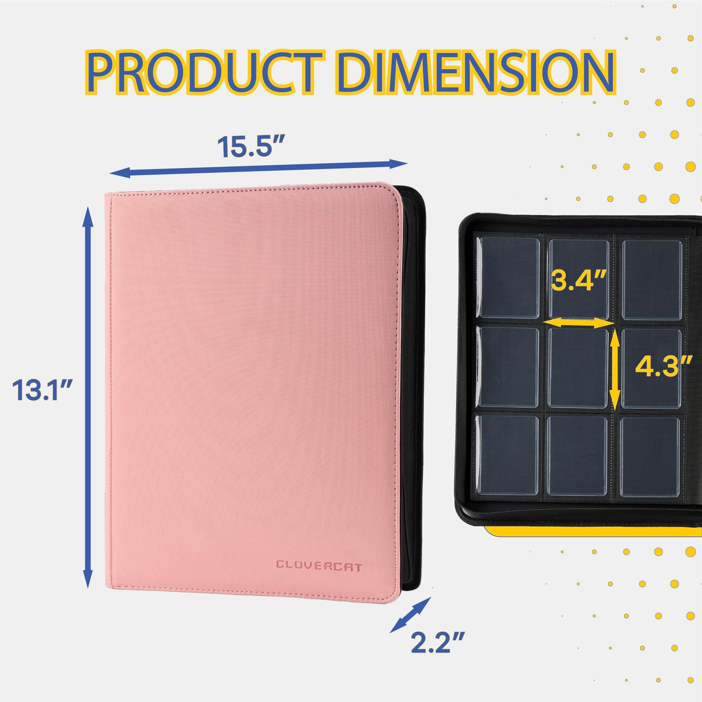 CLOVERCAT 9-Pocket Toploader Binder – Premium Card Album (Pink), Holds 252 Cards