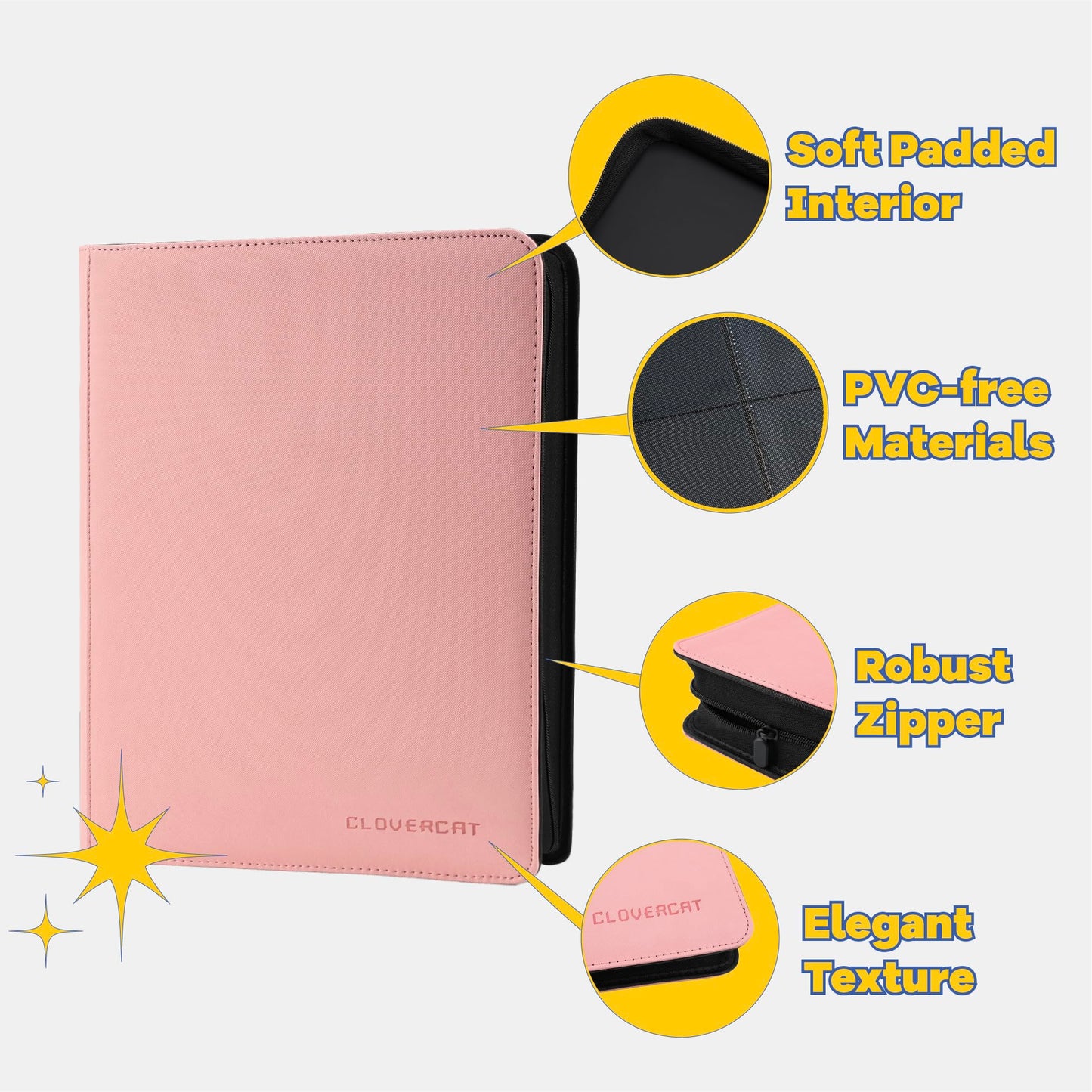 CLOVERCAT 9-Pocket Toploader Binder – Premium Card Album (Pink), Holds 252 Cards