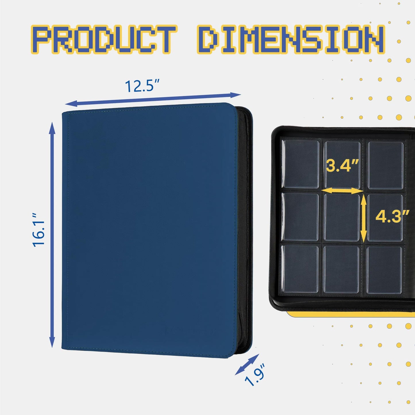 CLOVERCAT 9-Pocket Toploader Binder – Holds 252 Cards, 20 Removable Toploaders, PU Leather, Water-Resistant, Blue