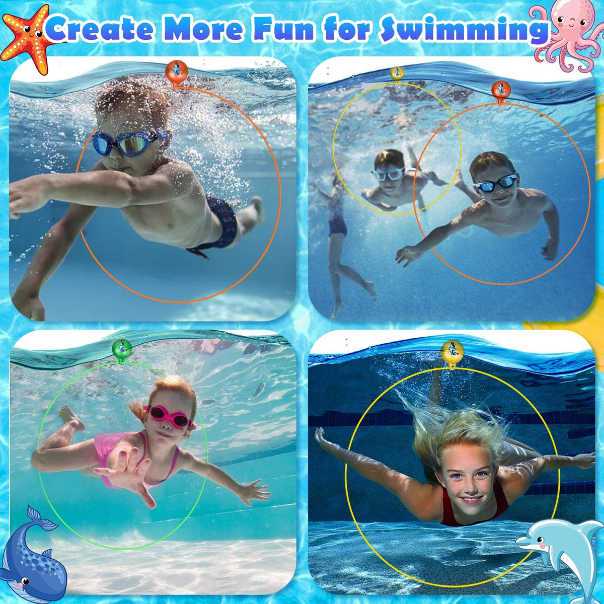 Cludoo Pool Diving Rings – High-Stability No Assembly Swim-Through Rings for Kids